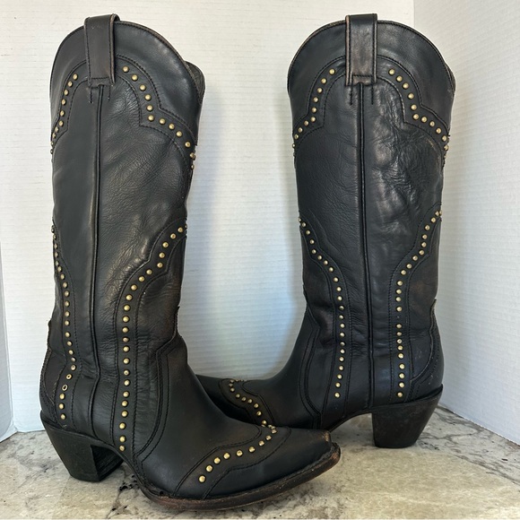 Idyllwind Walk This Way Studded Snip Toe Western Boot Black Tall Shaft Women 8.5 - Picture 3 of 16